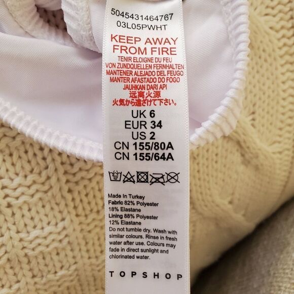 Topshop Ribbed Tank Bikini Top size 2 in White - Picture 9 of 9